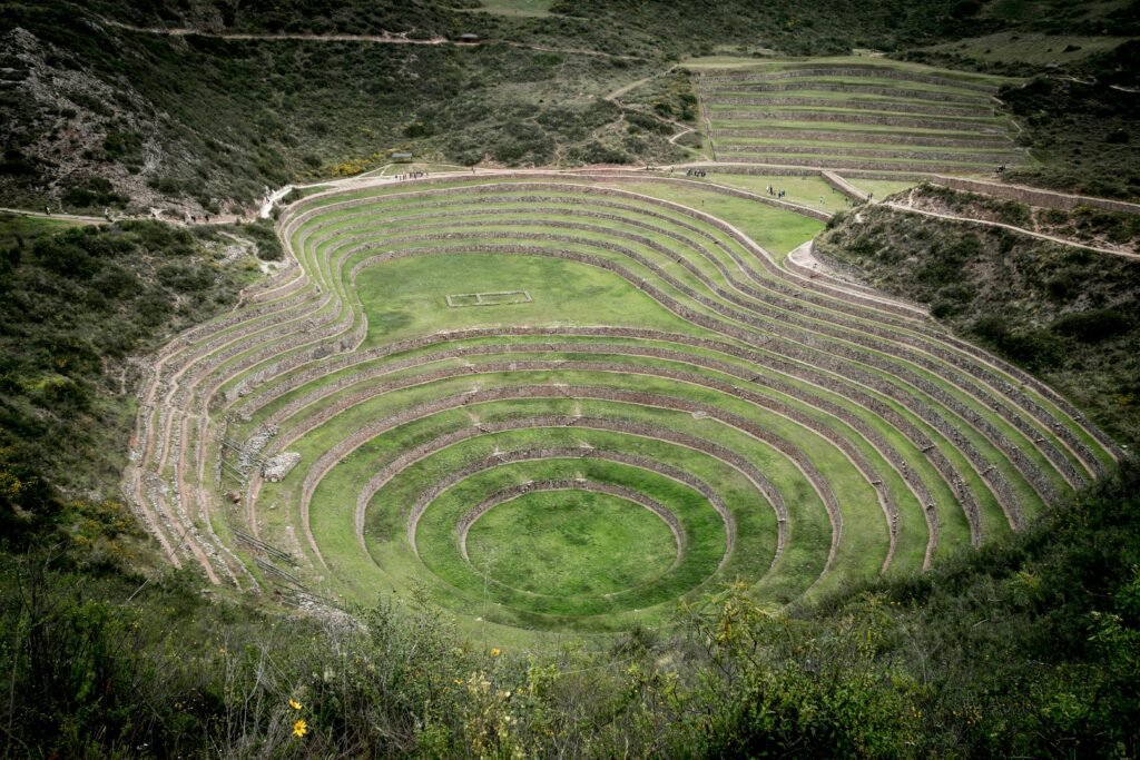 Explore the ancient Inca agricultural terraces of Moray, Peru, showcasing unique circular designs.